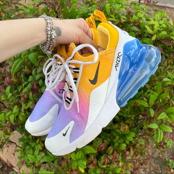 Nike | Shoes | Nike Airmax 27 University Gold Rainbow Ombr Sneakers Running  Shoes Sz 85 | Poshmark